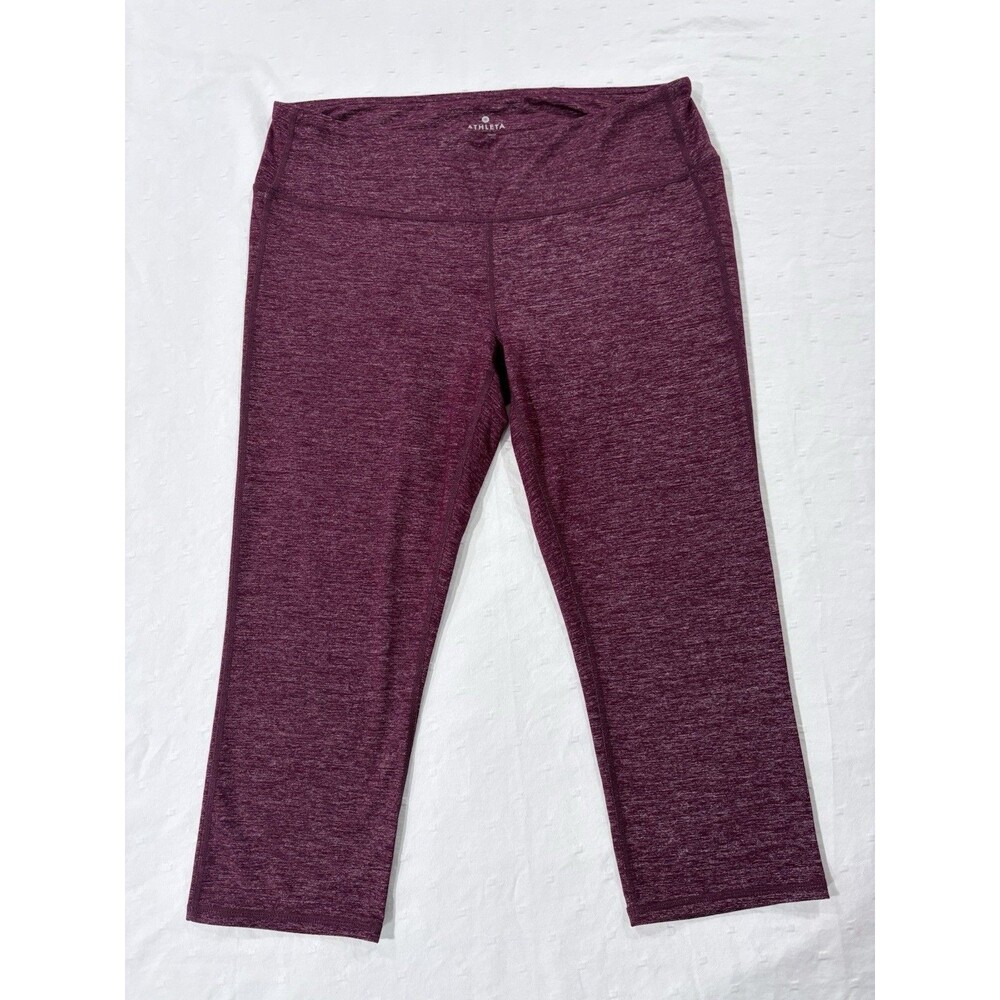 Athleta Women Quest Chaturanga Capri Leggings Size L Heathered Magenta